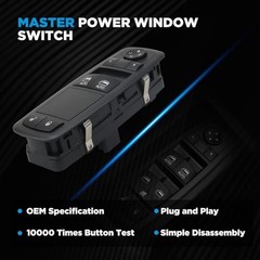 Driver Power Window Switch w/o Power 2 Door, without Power Mirror Folding