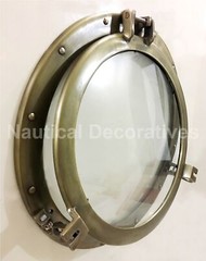 20″ Aluminum Porthole Antique Finish~Porthole Glass Ship Window Home Decor