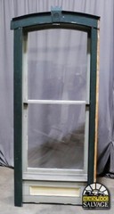 Salvaged Window, 97″H x 40.5″W, Reclaimed Victorian Storefront, Arched