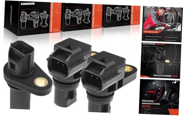 3-PC Engine Camshaft Crankshaft Position Sensors Compatible with Mitsubishi