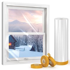 Window Insulation Kit, 63In x 33 Ft Window Plastic for Winterizing, Double-Si…