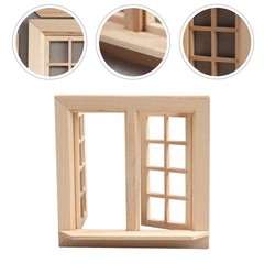 Mini House Adornment Mini Blank Window Model Uncolored Wooden Window