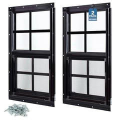 2 Pack 18″x23″ Flush Mount Shed Windows with Tempered Glass & Screen – Ideal for