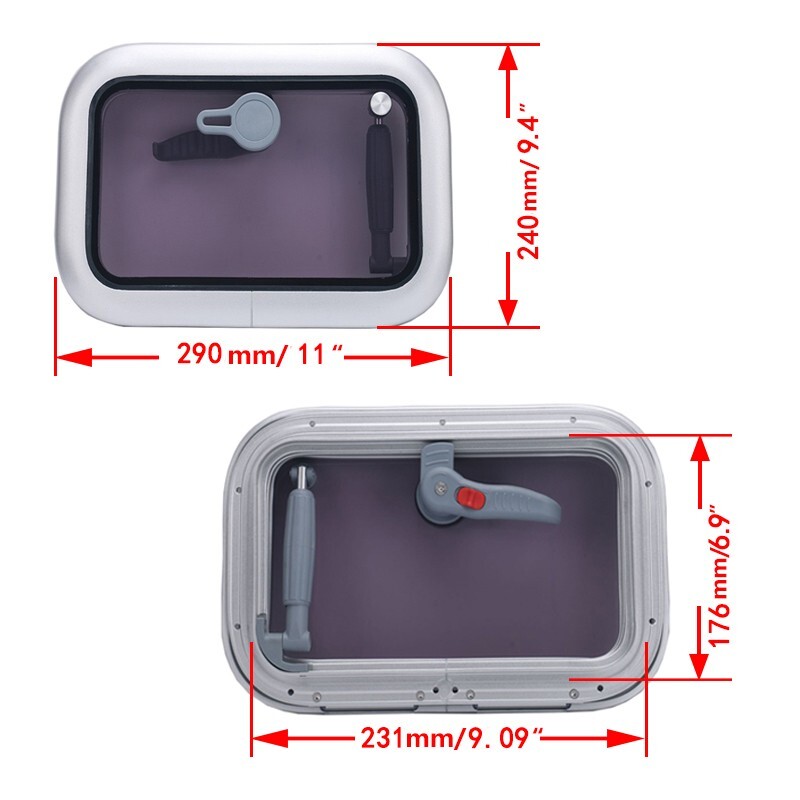 ISURE MARINE Rectangle Portholes Hatch Aluminum Alloy Yacht Ships RV Accessories