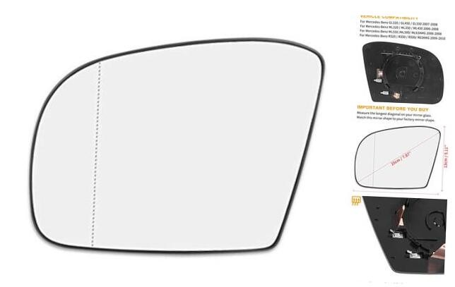 Mirror Glass Heated with Backing Plate Driver Side Left Side Rear View Mirror