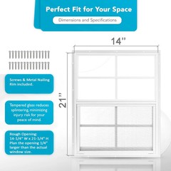 2 Pack Shed Windows 14×21–Tempered Glass Flush Mount for Chicken Coop,Barn