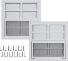 2 Pack Shed Windows 14” x 21” Household Windows W/ Tempered Glass & Fiberglass