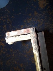 Vintage Leaded Brown Glass Steel Casement Window, 36 3/8″ x 20″