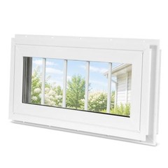 Vinyl Transom Window 10″ X 29″, Fixed Double Pane Glass Windows | White