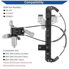 748-229 Power Window Lift Regulator with Motor Rear Right Passenger Side