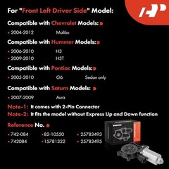 Power Window Lift Motor (2-Pin) Compatible with Chevrolet & GMC & Buick &