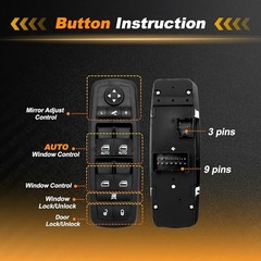 1 AUTO Power Window Switch for Ram 1500 2013 Window Control Switch for Ram