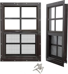12×18 Shed Windows 2 Pack Brown Aluminum Frame Tempered Glass Weather Resistant
