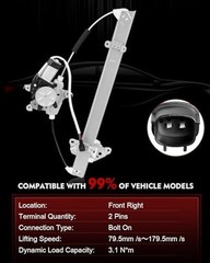 Power Window Regulator with Motor for:-Nissan Versa Front Right Passenger Side
