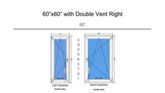 Euro Double Ventilation Tilt and Turn Window 60″ x 60″