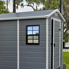 2 Pack 18″x23″ Black Shed Windows with Tempered Glass & Screen – Flush Mount