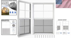 Weather Resistant 24″ x 36″ Shed Windows Set with Tempered Glass & Metal Frame