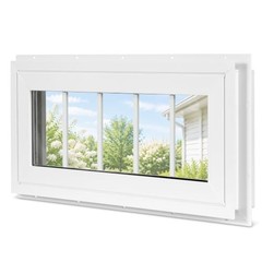 Vinyl Transom Window 10″ X 29″, Fixed Double Pane Glass Windows | White