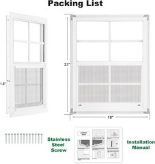 18″x23″ Shed Window 2-Pack with Tempered Glass for Outdoor Use
