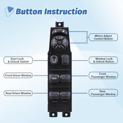 Power Door Window Switch+Bezel Master Control Compatible with 2002-2009 Dodge