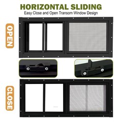 2 Pack Sliding Shed Windows 10×18 In Black Transom Window Tempered Glass Screen