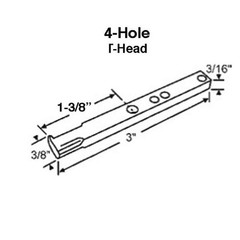 Pivot Bar, 3 inch, 4 hole Columbia / Boreal Vinyl Window – Zinc
