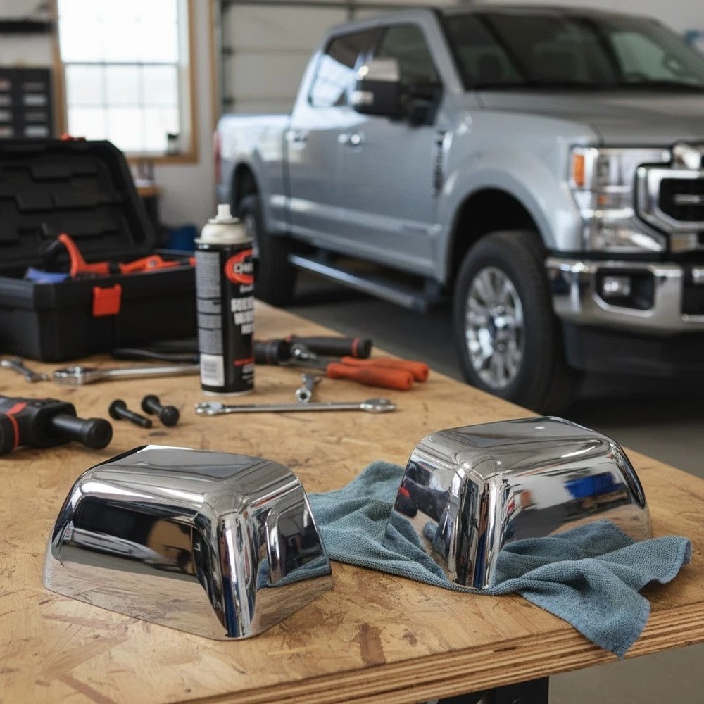 Chrome Plated Mirror Covers Caps Fit for Ford Super Duty 2017-2025 F-250 F-350 2
