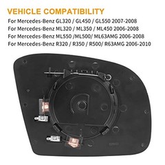 Mirror Glass Heated with Backing Plate Driver Side Left Side Rear View Mirror