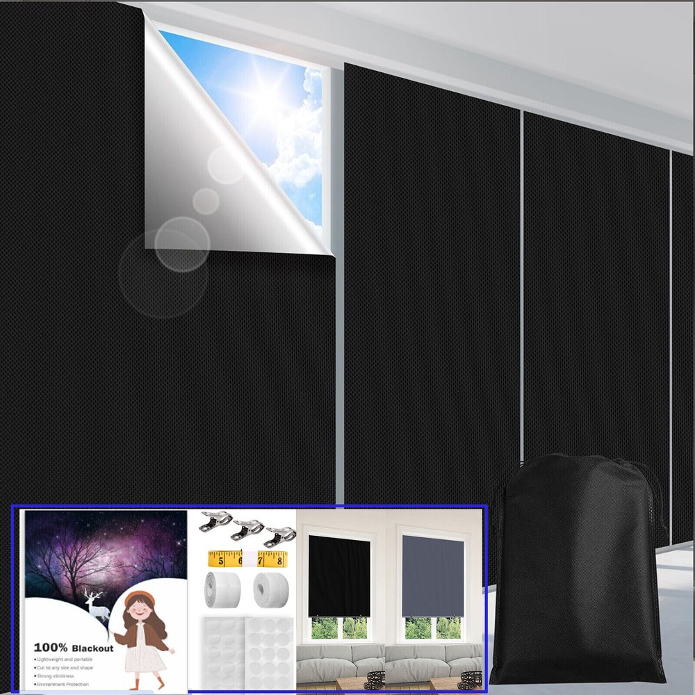 DIY Window Blackout Blinds No Drill Window Shades & Blinds with Stickers & Tabs