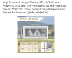 Vinyl Hopper Basement Window, 32″ x 14″ Sliding Bathroom Window with Doubl(S182)
