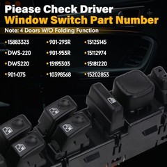 Power Window Driver Side – Compatible with 2003-2007 Chevy 15883323 Switch