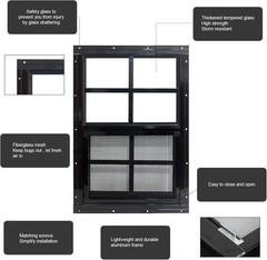 Compact 18×23 Shed Windows w/ Tempered Glass, 2 Pack – Black