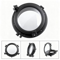 Porthole Marine Boat Portlight Hatch Yacht RV Port Light Window Black 215/265mm