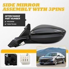 Driver Power Side Mirror Assembly Compatible with Accord LX Sport 1.5T Left