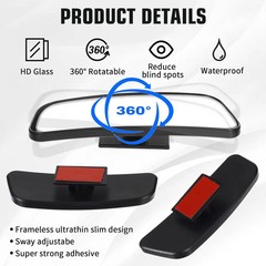 2PCS Blind Spot Mirror for Car Wide Angle Convex Rear View Mirror Kit
