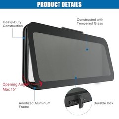 Frameless RV Window, Tinted with Net Screen and Trim Ring | 24″ W x 15″ H,