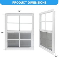 NeatiEase 2 Pack Shed Window 24×36 Inch Flush Mount Tempered