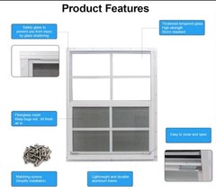 24×36″ (2 Pack) Single-pane Aluminum Shed Windows White Durable screws included