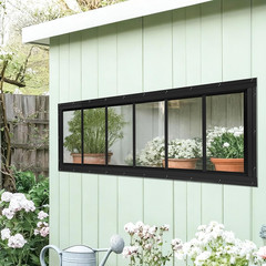 Shed Windows 2 Pack, Transom Windows 10″ X 35″ with Tempered Glass, Garage Doors