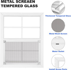 18″x23″ Shed Window 2-Pack with Tempered Glass for Outdoor Use