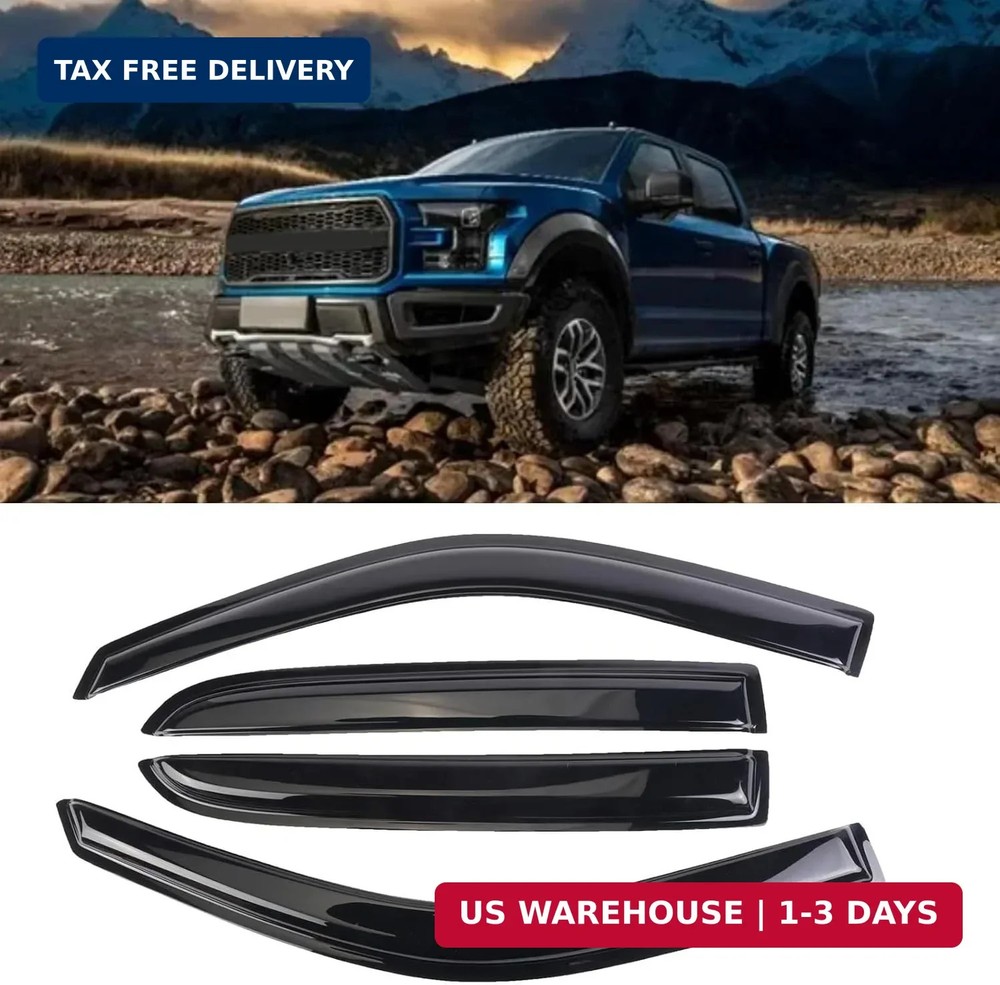Window Visor Tape-on Side for 2009-2014 Ford F-150 SuperCrew, Window Deflectors