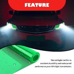 12×47 Inch Self-Adhesive Headlight & Tail Light Tint Film Kit wit Color: Green