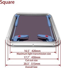 ISURE MARINE Anodized Aluminum Push Out Deck Hatch Square Opening Boat Yacht
