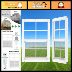 2 Pack 18×23 Shed Windows – Small Sliding Tempered Glass with Metal Mesh Screen