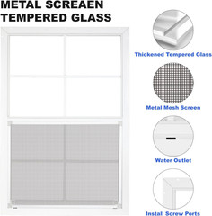 Large 24″x36″ Shed Windows 2-Pack with Tempered Glass & Metal Screen