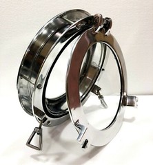 12″ Canal Boat Porthole Window Glass Porthole Home Decorative Shiny Silver