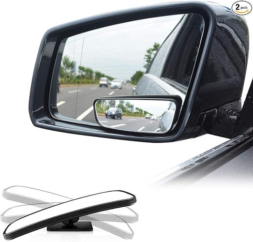 Adjustable Stick-On Blind Spot Mirror for Cars, Wide Angle Convex Rear View Desi