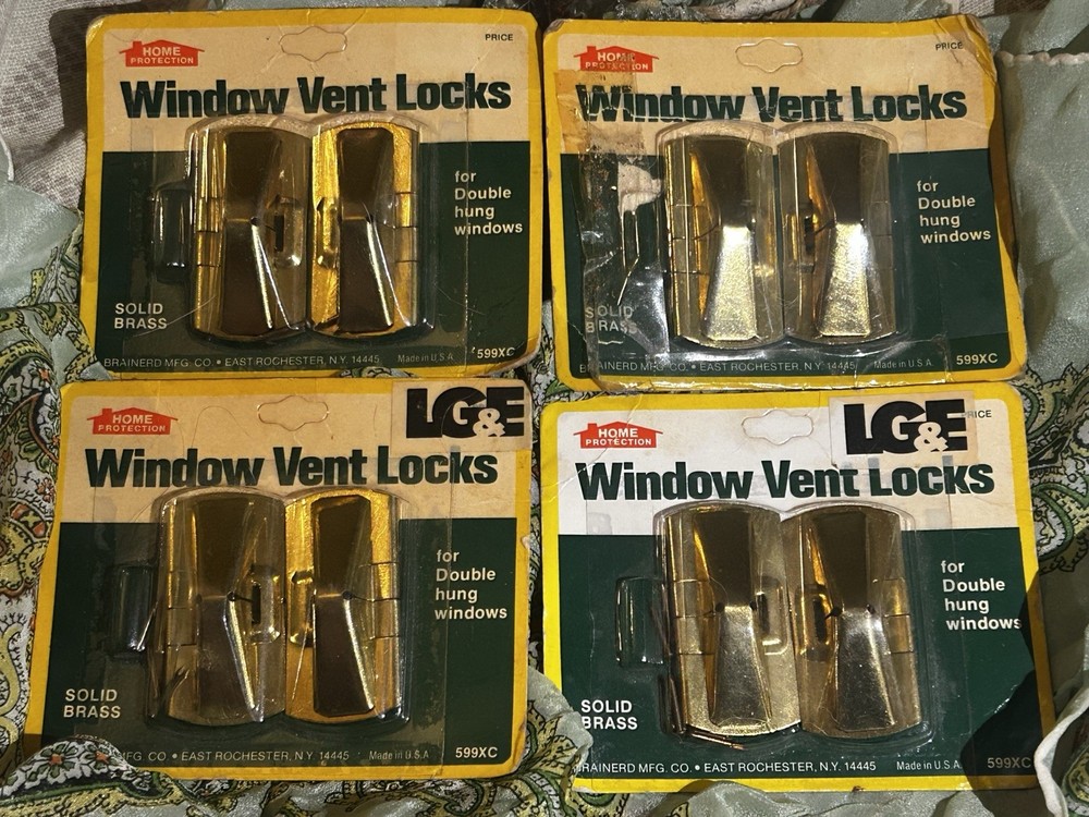 4 x 599XC LG&E Window Brass Vent Locks New in Packaging Home Protector