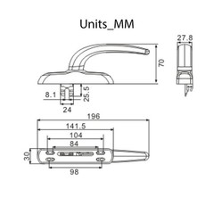 Tilt and Turn Window Handle with Screws for Drawing Room Home Decoration Bar