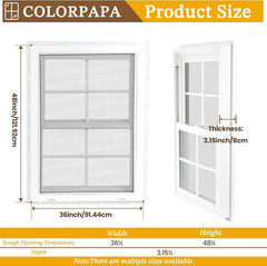 Vinyl Double Hung Window 36″ X 48″, Double-Pane Tempered Glass, Built-In Drainag